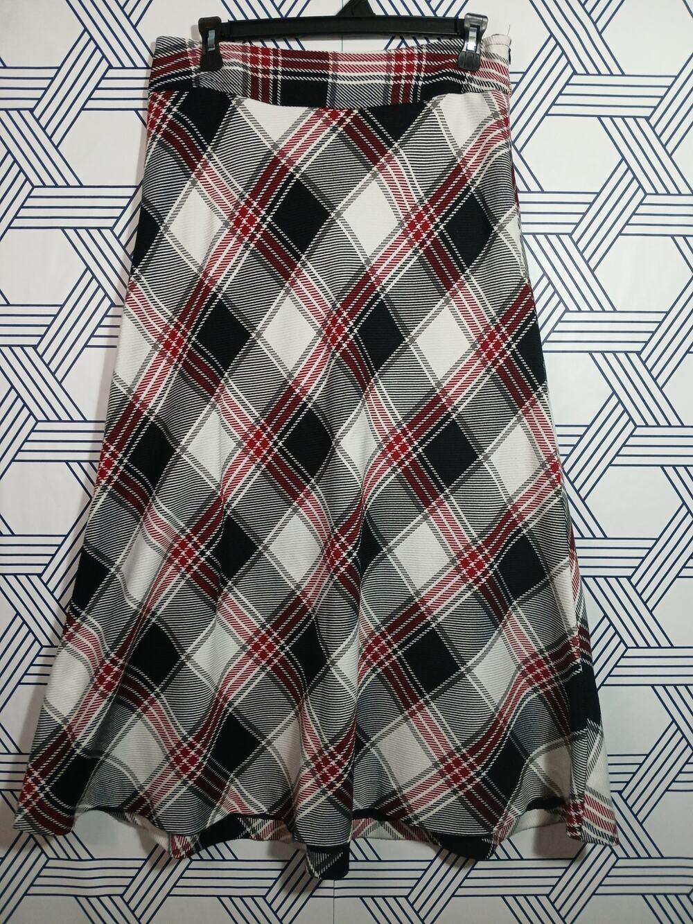 East 5th Dark Academia Red Black Plaid A-Line Skirt
